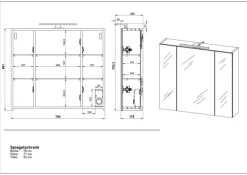 Spiegelschrank CORUS 76 x 71 cm Graphit