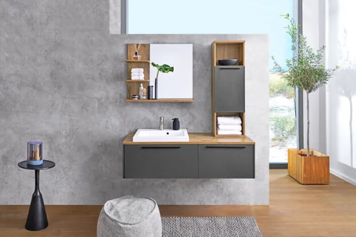 Spiegelschrank JOHN grau / Flagstaff Oak