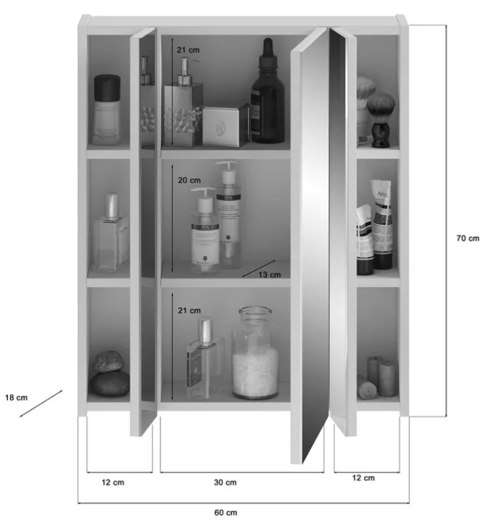 Spiegelschrank LINUS 60 x 70 cm weiß