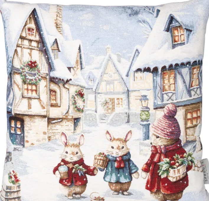 SPRÜGEL Kissenhülle CHRISTMAS MOUSE TOWN 45x45 cm Mehrfarbig