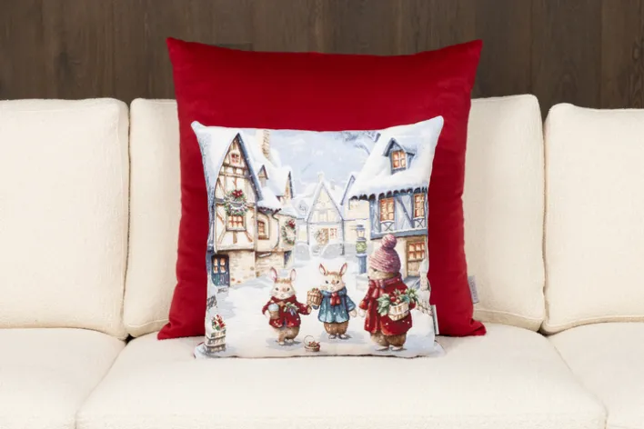 SPRÜGEL Kissenhülle CHRISTMAS MOUSE TOWN 45x45 cm Mehrfarbig