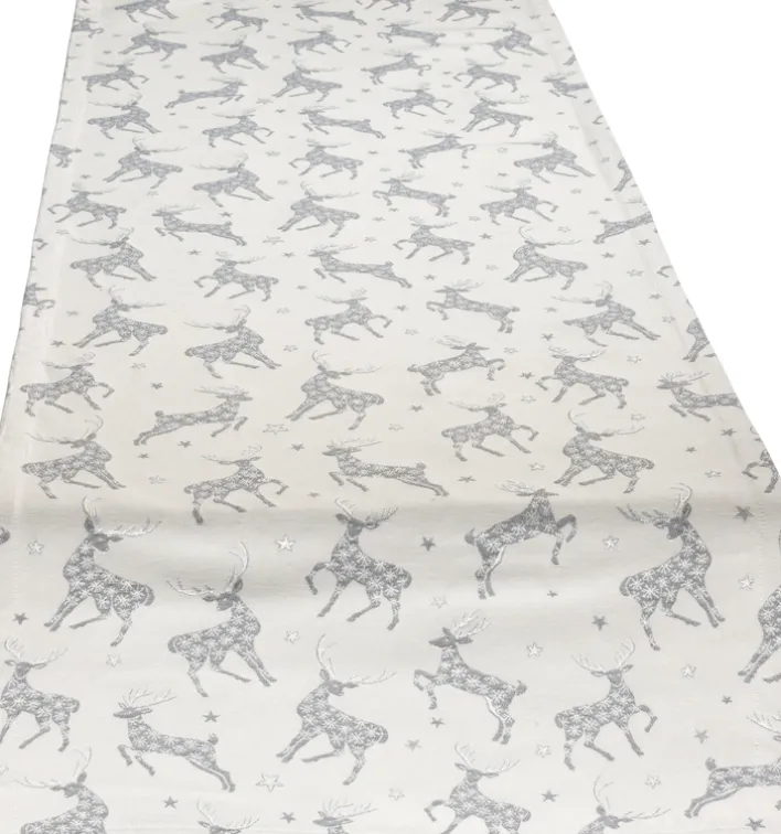 SPRÜGEL Tischband GLAMOUR CIERVO SILVER 40s180 cm Beige,Silberfarbig