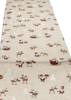 SPRÜGEL Tischläufer NAVIDAD FUNNY SANTA 38x90 cm Beige,Braun,Rot