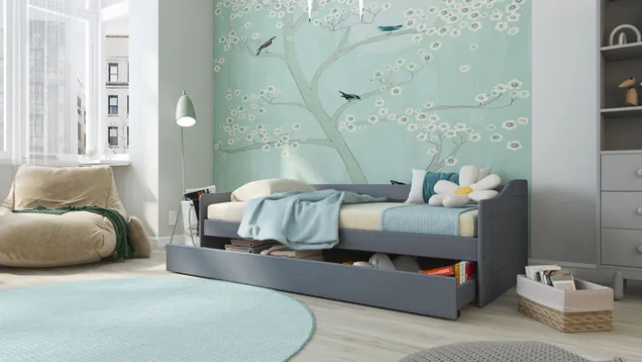 Stauraum-/Funktionsbett DAN 90 x 200 cm grau