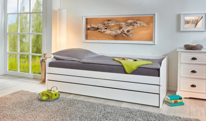 Stauraum-/Funktionsbett JANNES 90 x 200 cm weiß