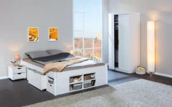 Stauraum-/Funktionsbett LAURO 180 x 200 cm weiß