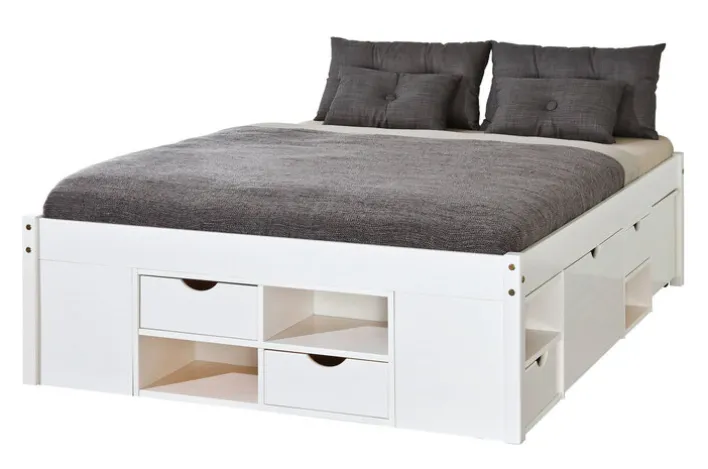 Stauraum-/Funktionsbett LAURO 180 x 200 cm weiß