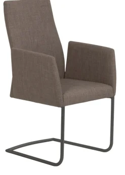 Stuhl mit Armlehnen AMICO Stoffbezug Beige/Gestell Schwarz gepulvert