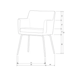 Stuhl mit Armlehnen KAM 2er Set sand/schwarz
