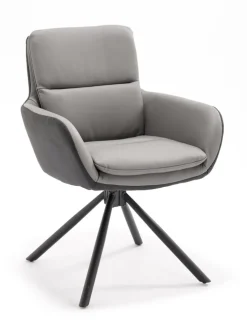 Stuhl NOVALEE Stoffmix Mikrofaser anthrazit/Leder grau