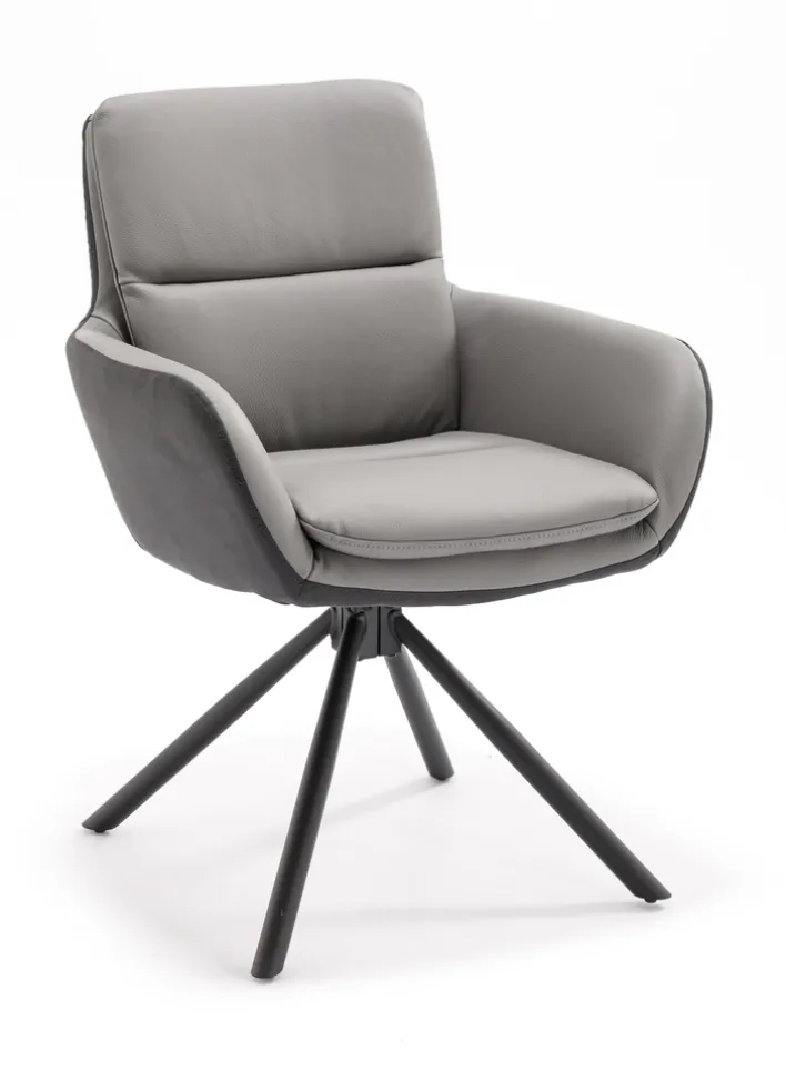 Stuhl NOVALEE Stoffmix Mikrofaser anthrazit/Leder grau