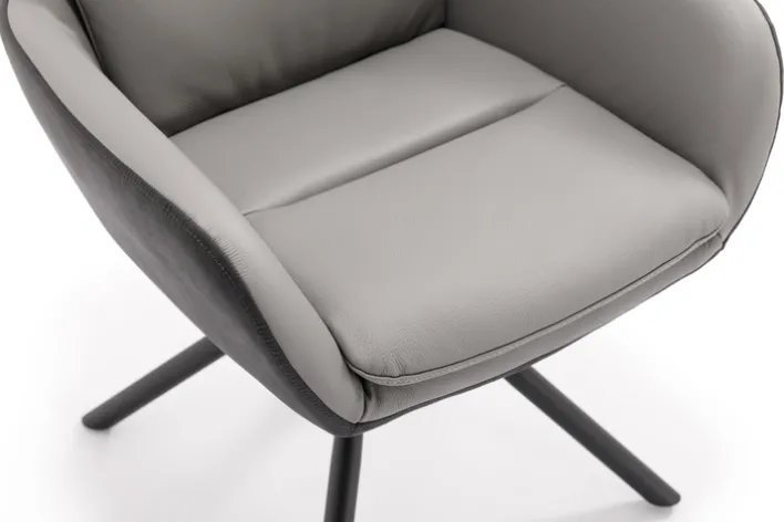 Stuhl NOVALEE Stoffmix Mikrofaser anthrazit/Leder grau