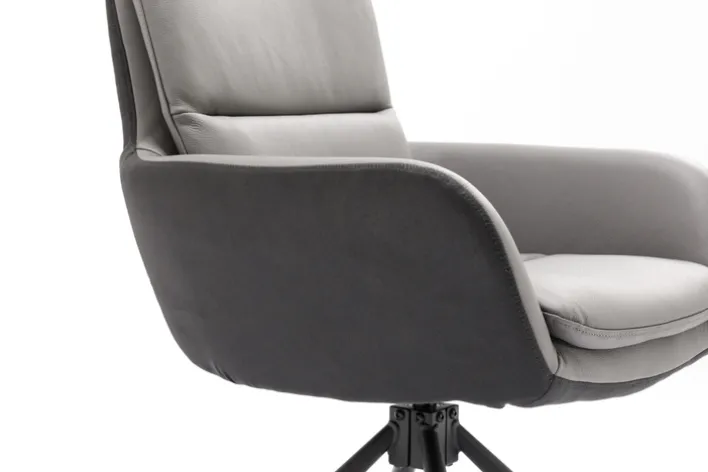 Stuhl NOVALEE Stoffmix Mikrofaser anthrazit/Leder grau