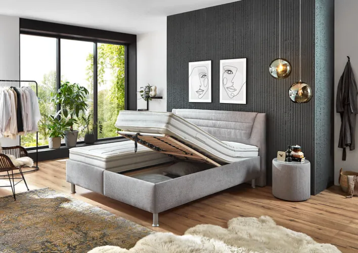 SYSTEMPOLSTER sleep Polsterbett ALESSANDRIA 180 x 200 cm silber