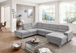 SYSTEMPOLSTER Wohnlandschaft 234 x 311 x 166 cm Stoffbezug silver