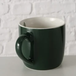 Tasse ANINA Bone China Keramik 420 ml Grün/Weiß