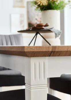 TRAUMWERKSTATT Esstisch TIVOLI 140-185 x 82 cm weiß / smoked oak