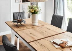 TRAUMWERKSTATT Esstisch TIVOLI 140-185 x 82 cm weiß / smoked oak