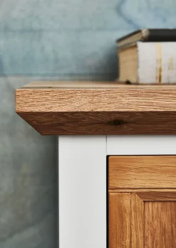 TRAUMWERKSTATT Highboard TIVOLI 91 x 121 cm weiß matt / smoked oak