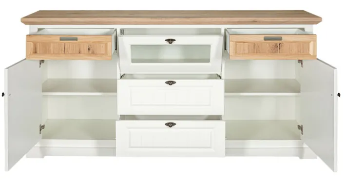 TRAUMWERKSTATT Sideboard TIVOLI 182 x 92 cm weiß matt / smoked oak