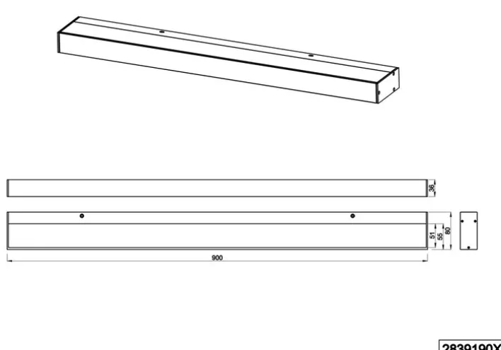 TRIO LED Badlampe ROCCO 90 cm schwarz