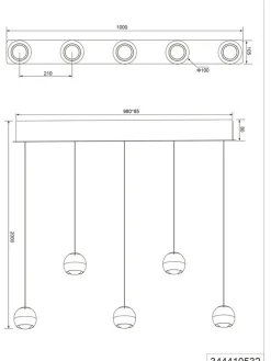 TRIO LED Balkenpendel TRS ORBIT 100 cm schwarz /coffee