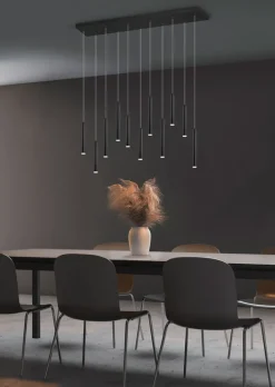 TRIO LED Pendellampe TUBULAR 115 x 15 cm schwarz