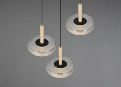 TRIO LED Pendelleuchte CELESTE 3-flg schwarz /Rauchglas