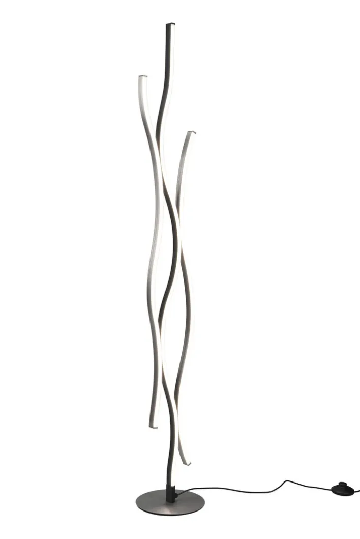 TRIO LED Stehlampe BLAZE 138 cm schwarz /nickelfarbig