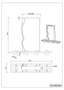 TRIO Retrofit Balkenpendel BELL Holz /nickelfarbig antik