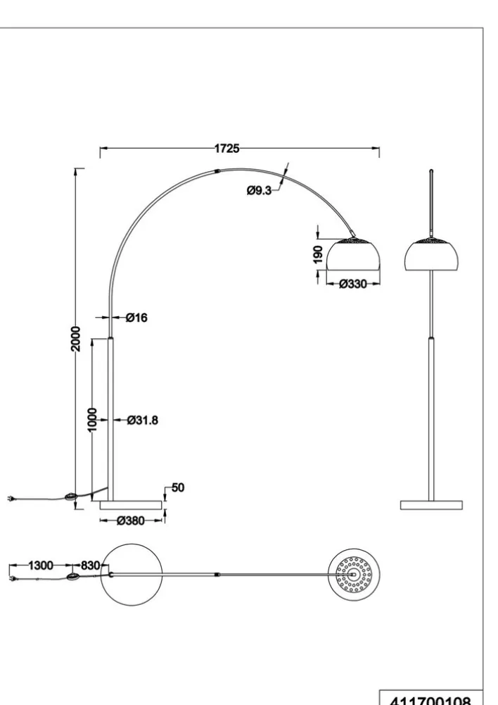 TRIO Retrofit Bogenlampe ARGENTINA messingfarbig