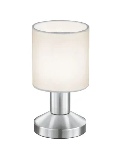 TRIO Retrofit Tischlampe GARDA nickelfarbig/weiß