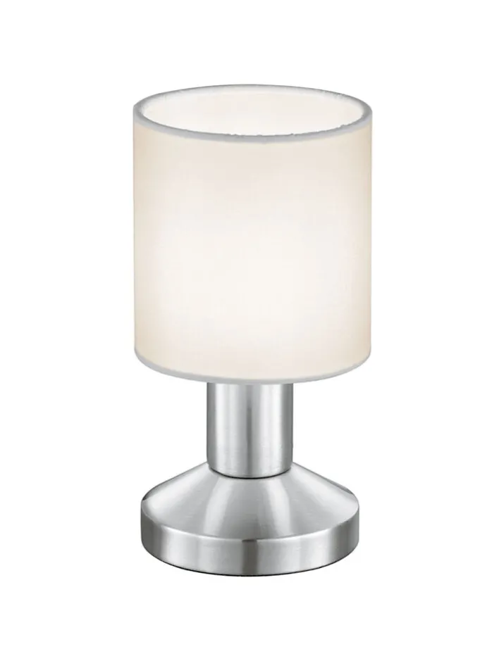 TRIO Retrofit Tischlampe GARDA nickelfarbig/weiß