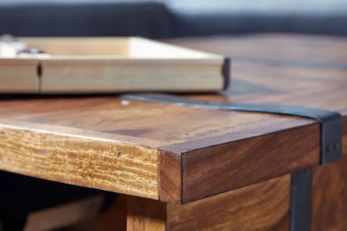 Truhentisch 100 x 40 cm Sheesham braun schwarz