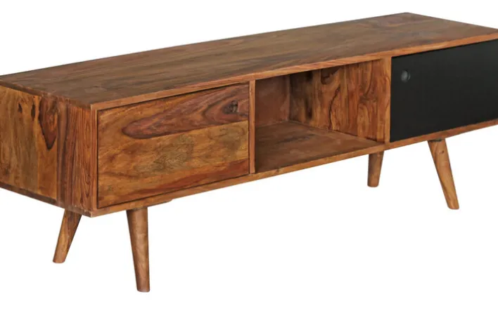 TV-Lowboard 140 x 45 cm braun/ schwarz