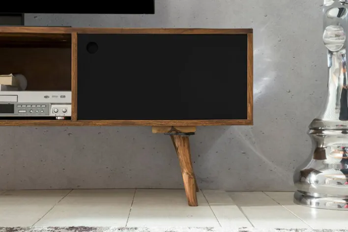 TV-Lowboard 140 x 45 cm braun/ schwarz