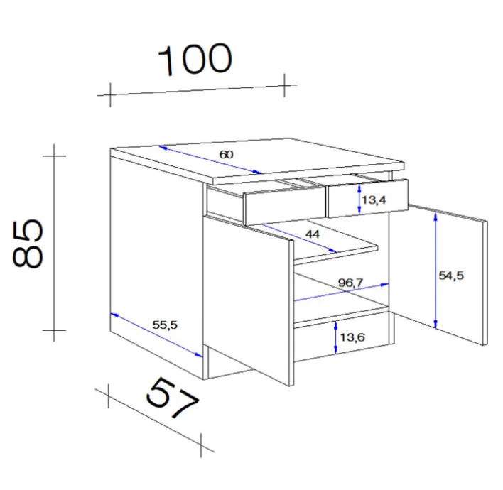 Unterschrank Avila Magnolia matt/Lancelot Oak ca.100cm