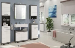 Unterschrank SCOUT 37 x 88 cm grau/ weiß Hochglanz