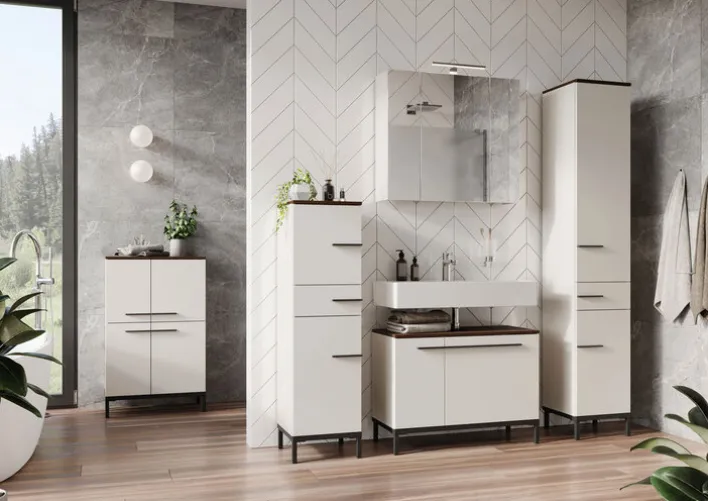 Unterschrank YONKERS 34 x 123 cm Kaschmir/ Nussbaum