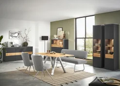 VENJAKOB Esstisch Eiche 160 x 90 x 75 cm geölt Braun/Silberfarbig