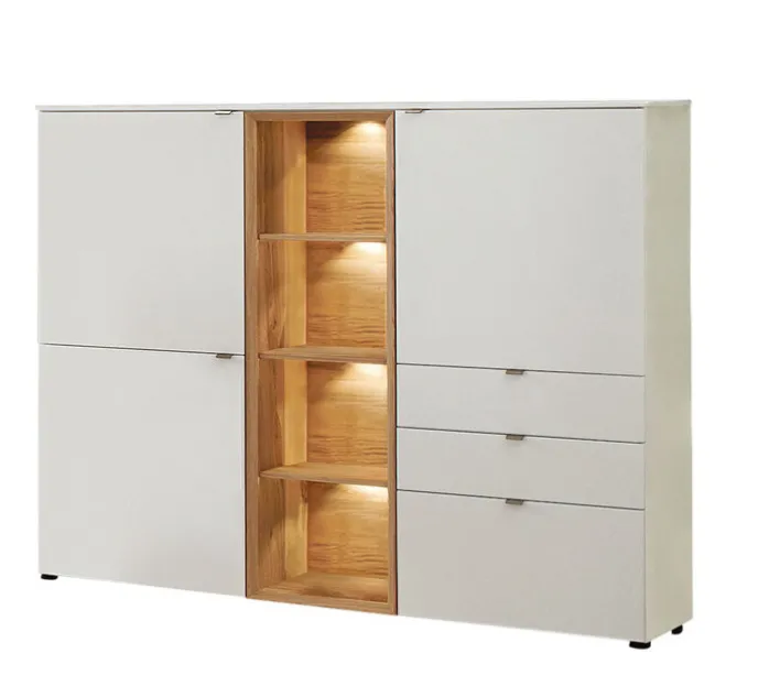 VENJAKOB Highboard ANDIAMO HOME 160 x 139 cm Eiche rustico/ Kristallweiß