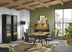 VENJAKOB Highboard GAME 127 x 140 cm Lack anthrazit /Absetzung Balkeneiche