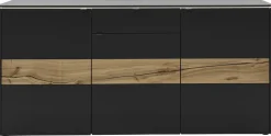 VENJAKOB Sideboard GAME 186 x 89 Lack anthrazit/Absetzung Balkeneiche