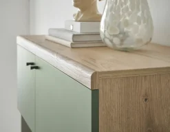 Vitrine ALVA 90 x 134 cm salbeifarbig/braun