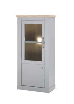 Vitrine CHAMBORD 68 x 142 cm hellgrau/braun