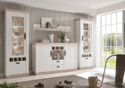 Vitrine FLORENZ 71 x 201 cm weiß/braun