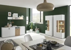 Vitrine HUDSON 75 x 180 cm weiß/braun