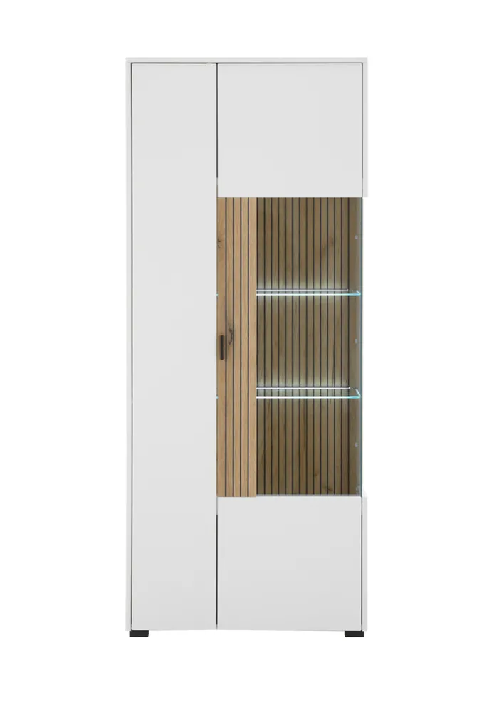 Vitrine HUDSON 75 x 180 cm weiß/braun