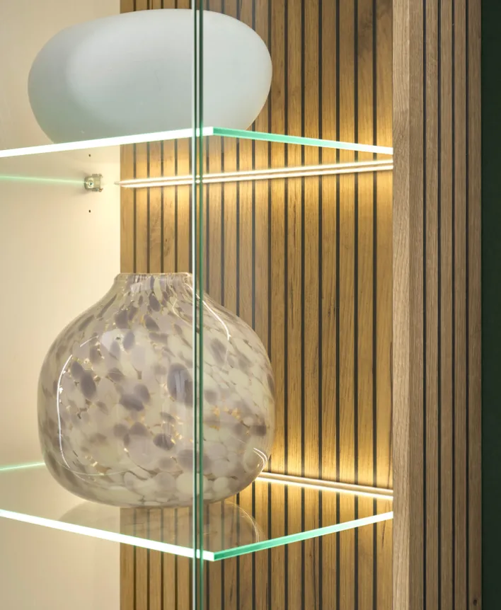 Vitrine HUDSON 75 x 180 cm weiß/braun