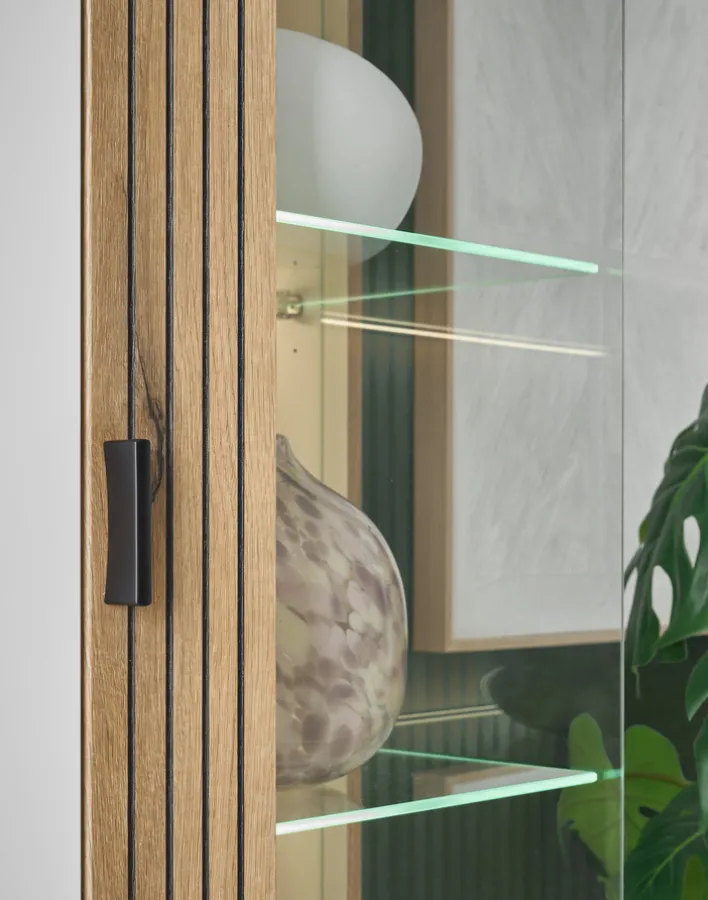 Vitrine HUDSON 75 x 180 cm weiß/braun